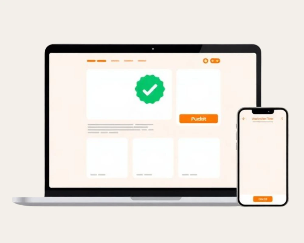Ilustración de un computadora representando el sitio web ya publicado y listo para recibir clientes